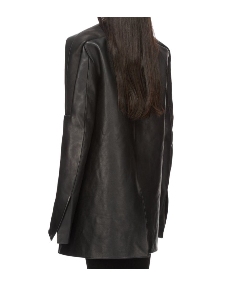 Rick Owens Long-sleeved Leather Jacket In Black
