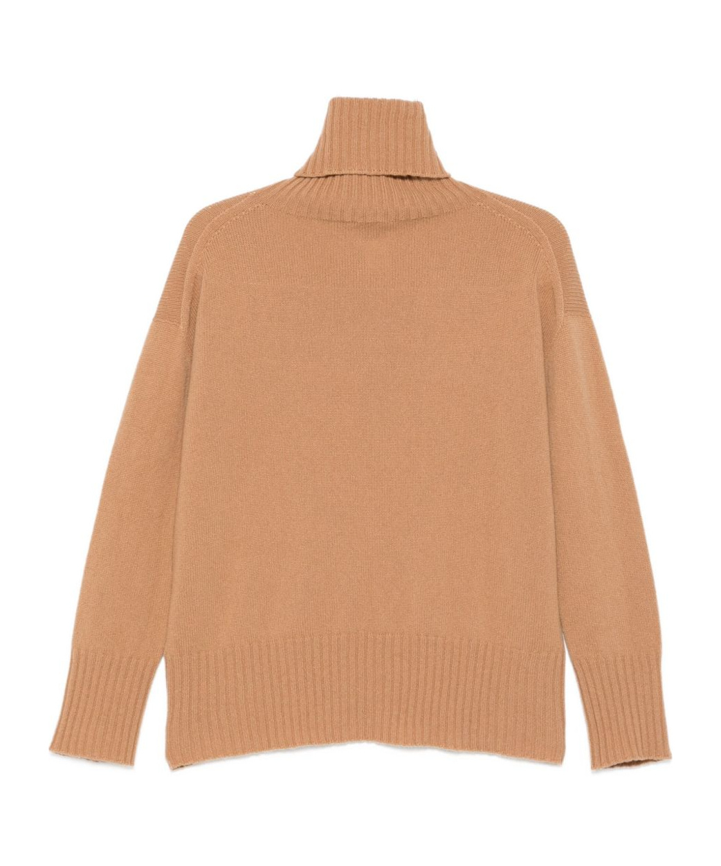 Alysi Camel High Neck Wool Sweater In Brown