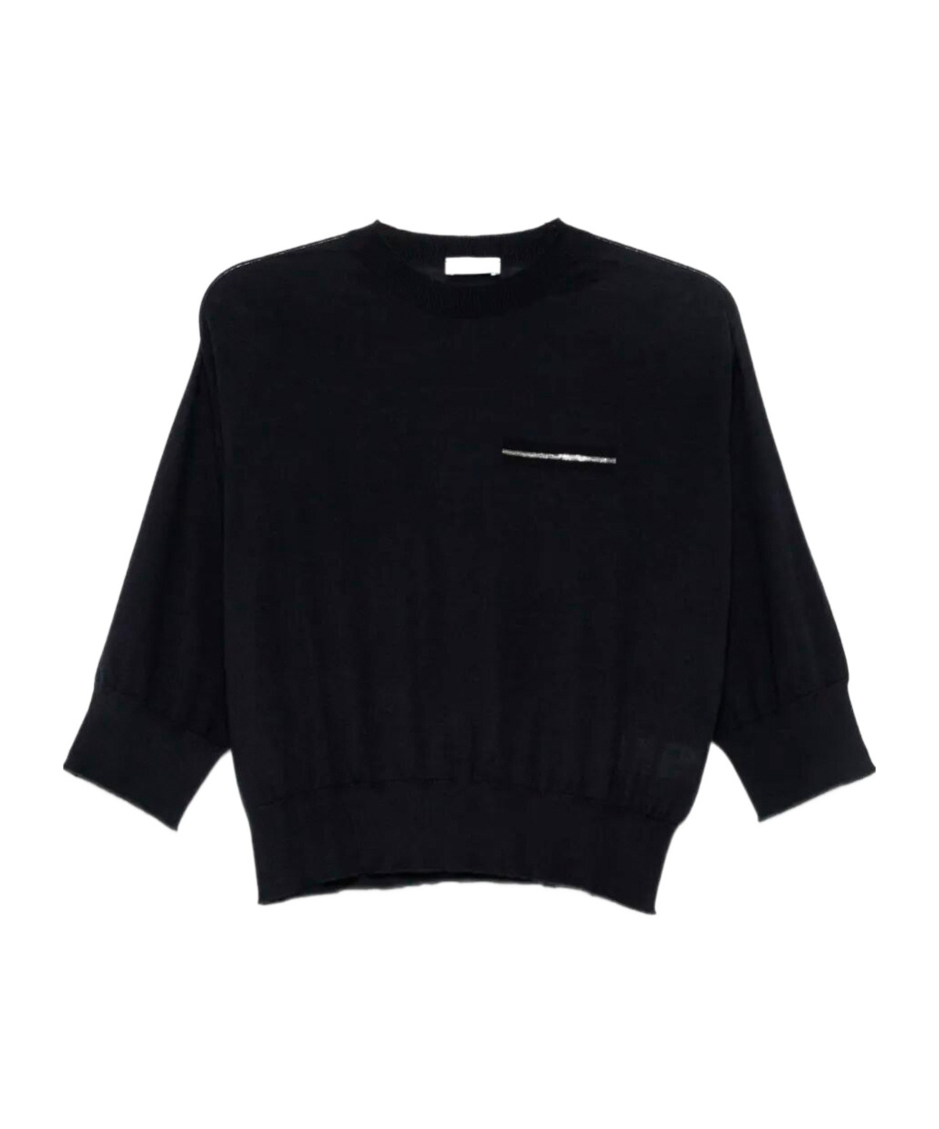 Peserico Cropped Cashmere Blend Sweater In Black