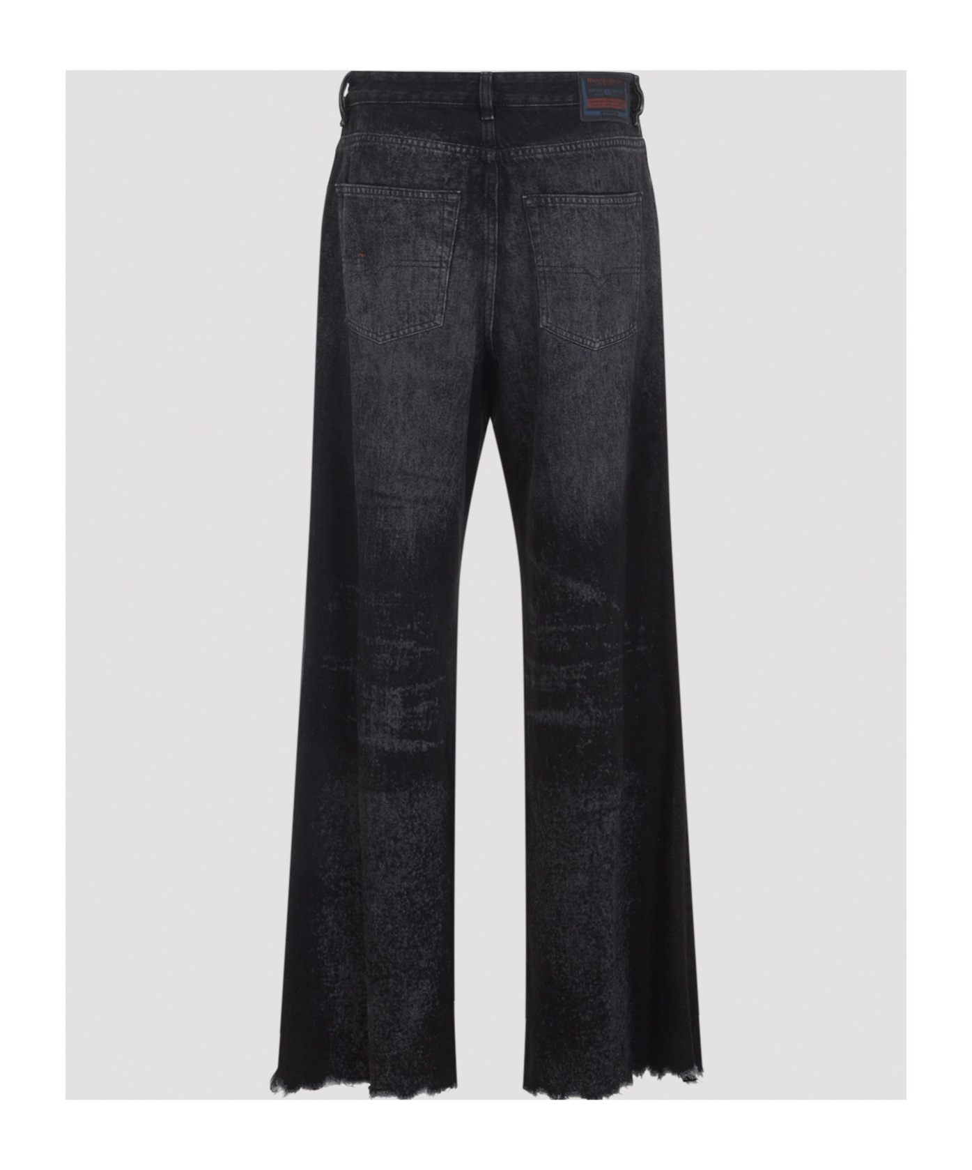 Diesel High-waisted Wide-leg Jeans With Edgy Raw Hem In Black