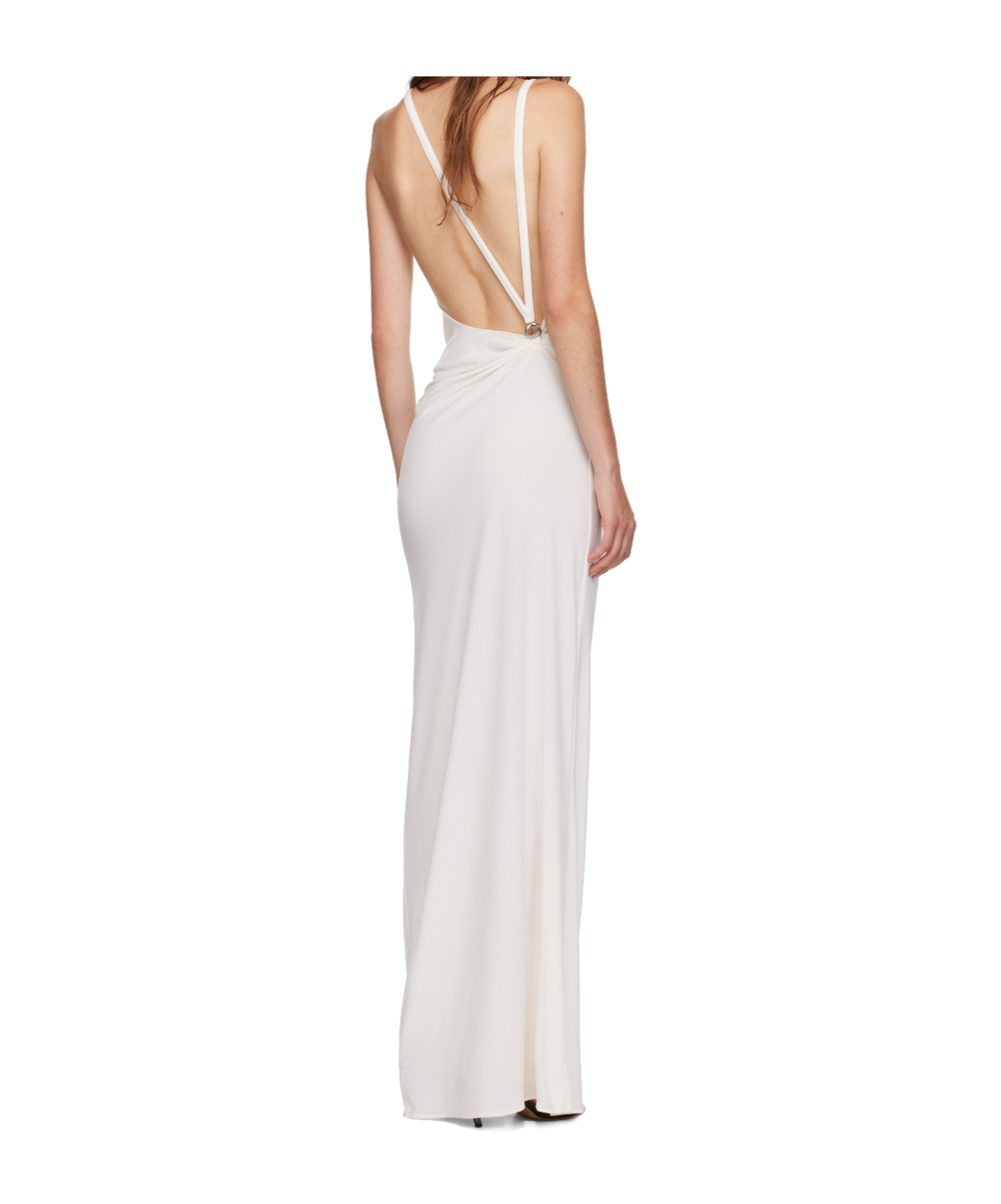 Coperni Draped Open-back Jersey Maxi Dress In White