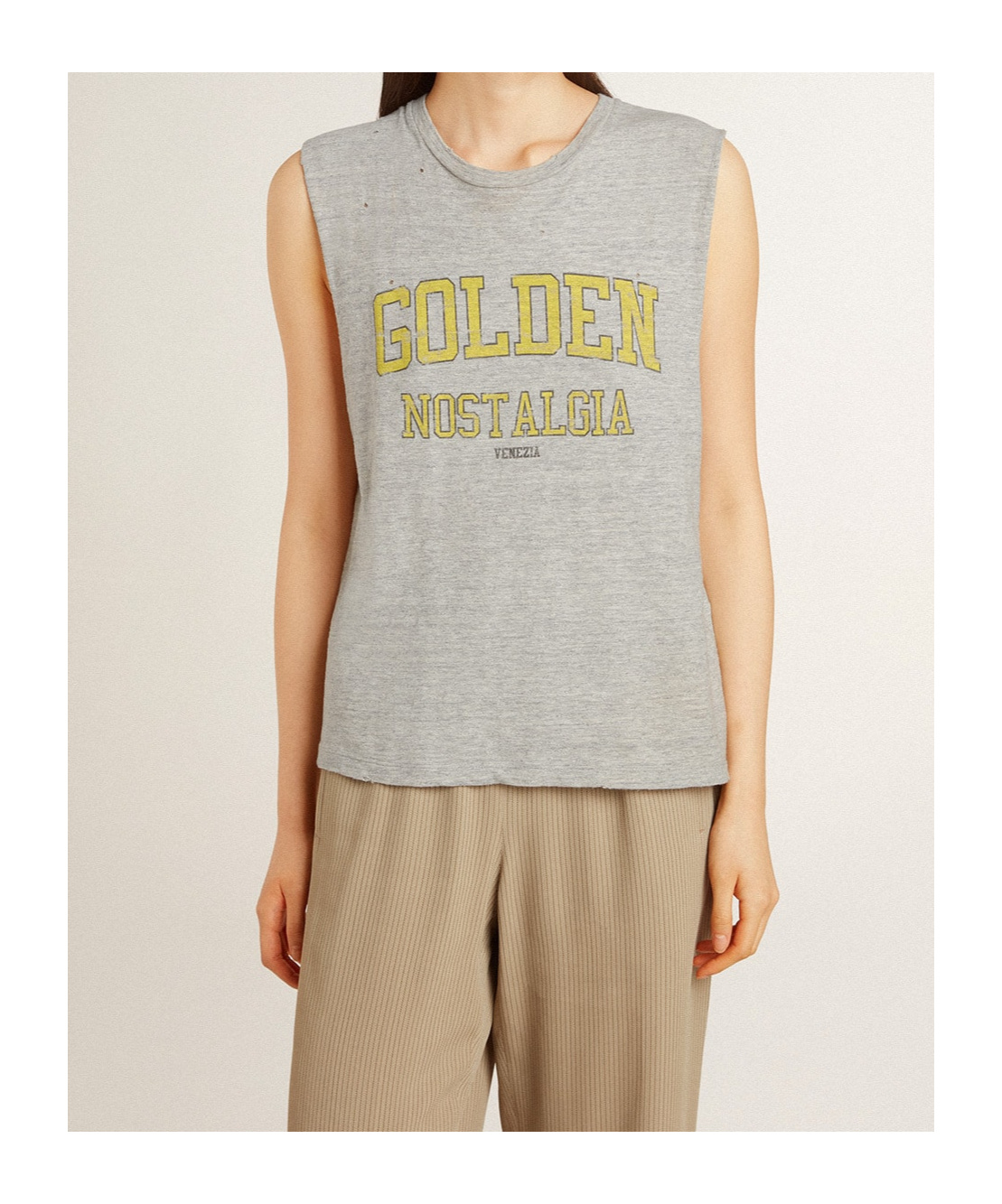 Golden Goose Round Collar Sleeveless Vest In White