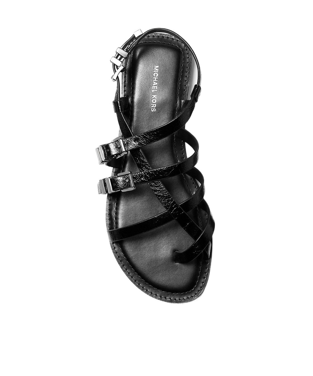 Michael Kors Darrington Snake Embossed Flat Sandals In Black