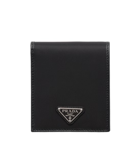 Prada Mens Black Re-nylon Recycled-nylon And Leather Wallet In Black