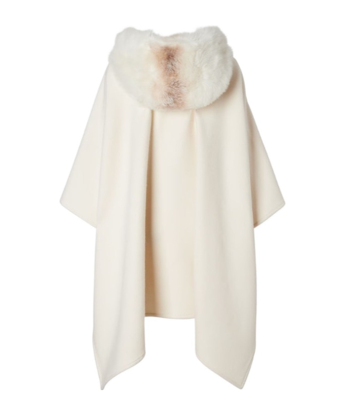 Fendi Ivory Wool Poncho In White