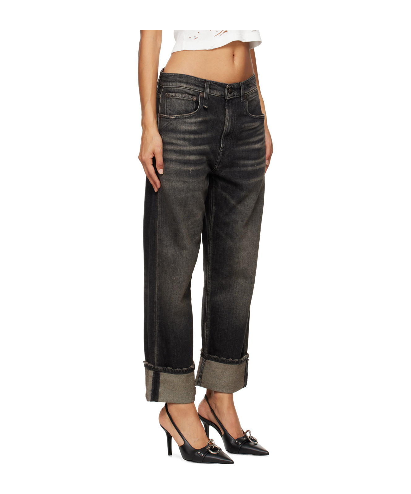 R13 Boyfriend Straight Leg In Black