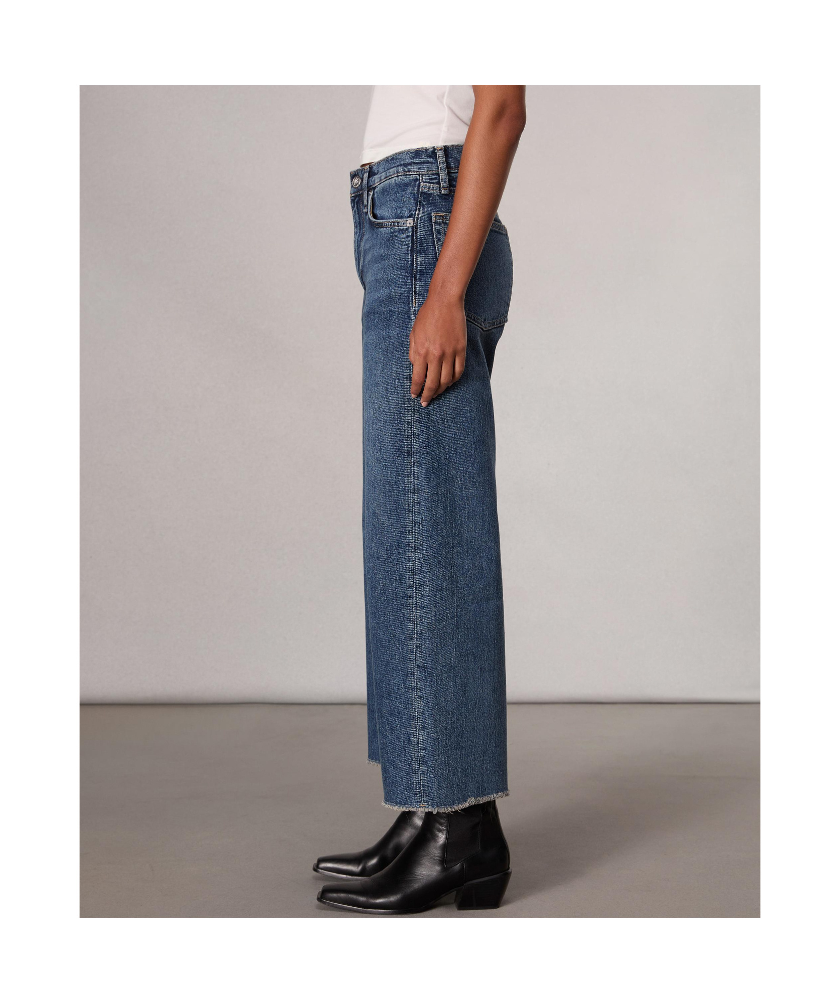 Rag & Bone Logo-patch Cropped Jeans In Blue