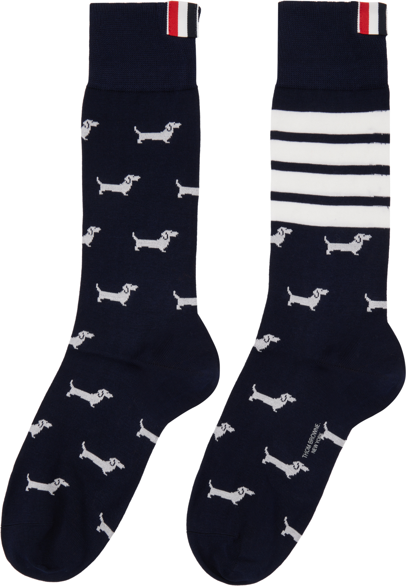 Thom Browne Jacquard Pattern Socks In Black