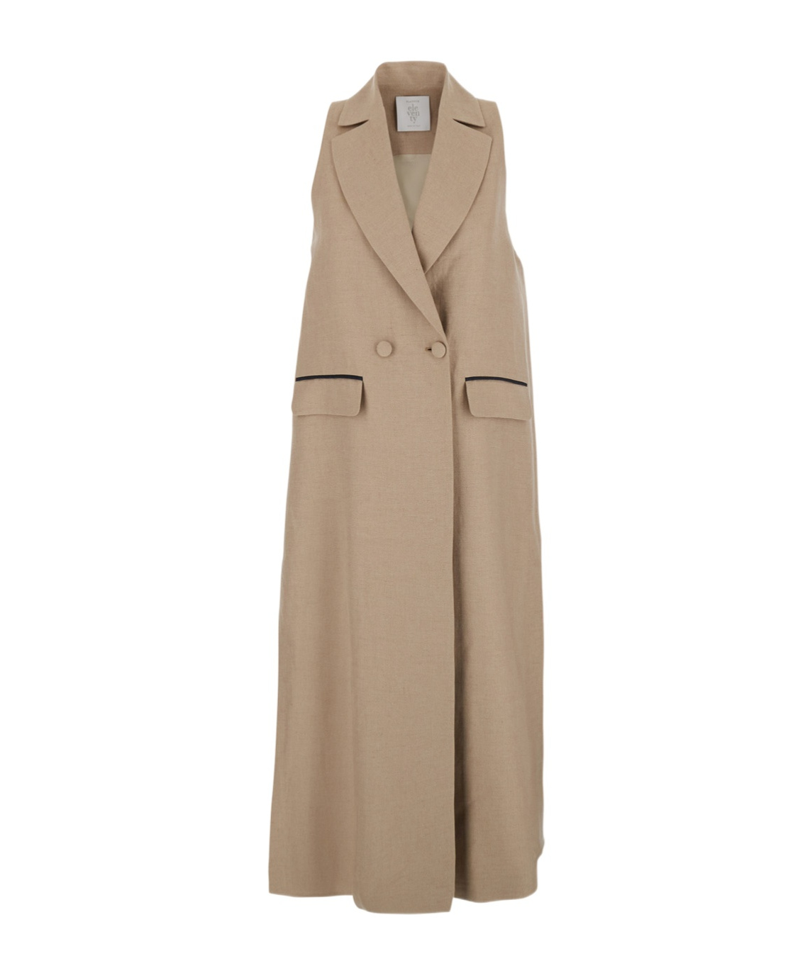 Eleventy Beige Double-breasted Sleeveless Coat In Nude