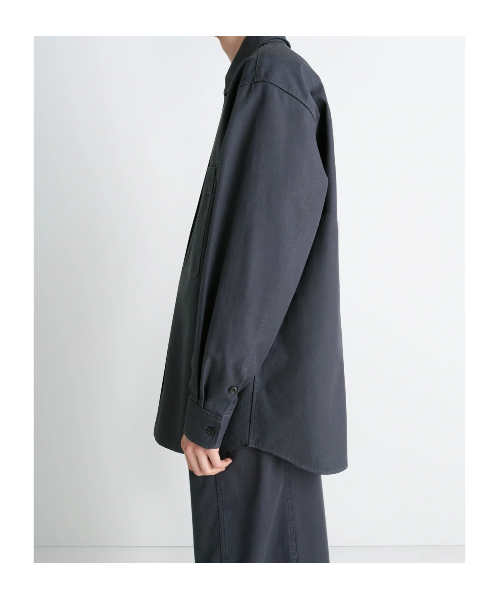 Lemaire Patch-pocket Twill Overshirt In Blue