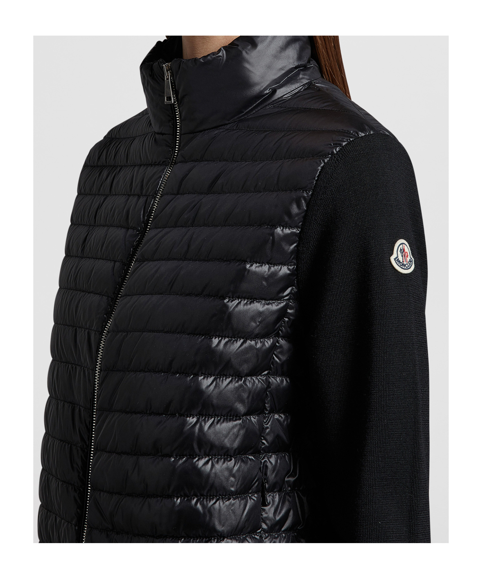 Moncler Contrasting-sleeve Padded Jacket In Black