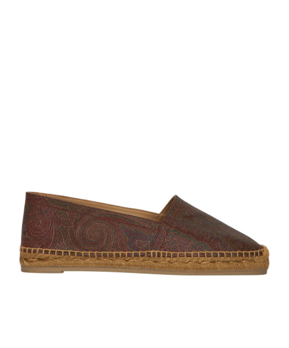 Etro Espadrilles With Paisley Jacquard Canvas And Woven Jute Midsole In Red