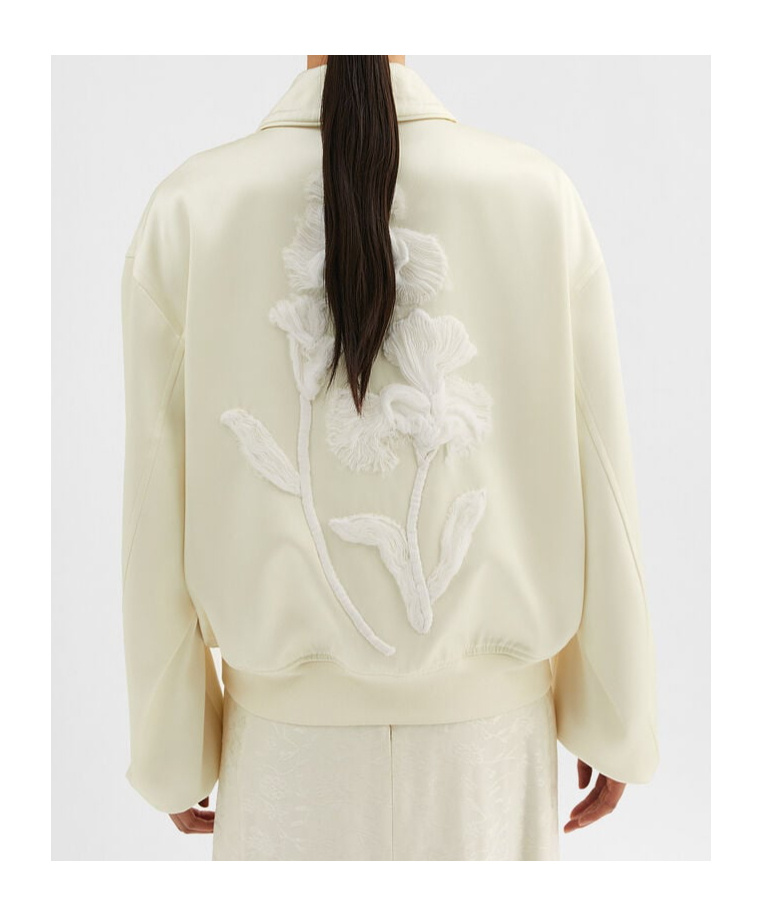 Jil Sander Duchess Embroidered Bomber Jacket In Neutral