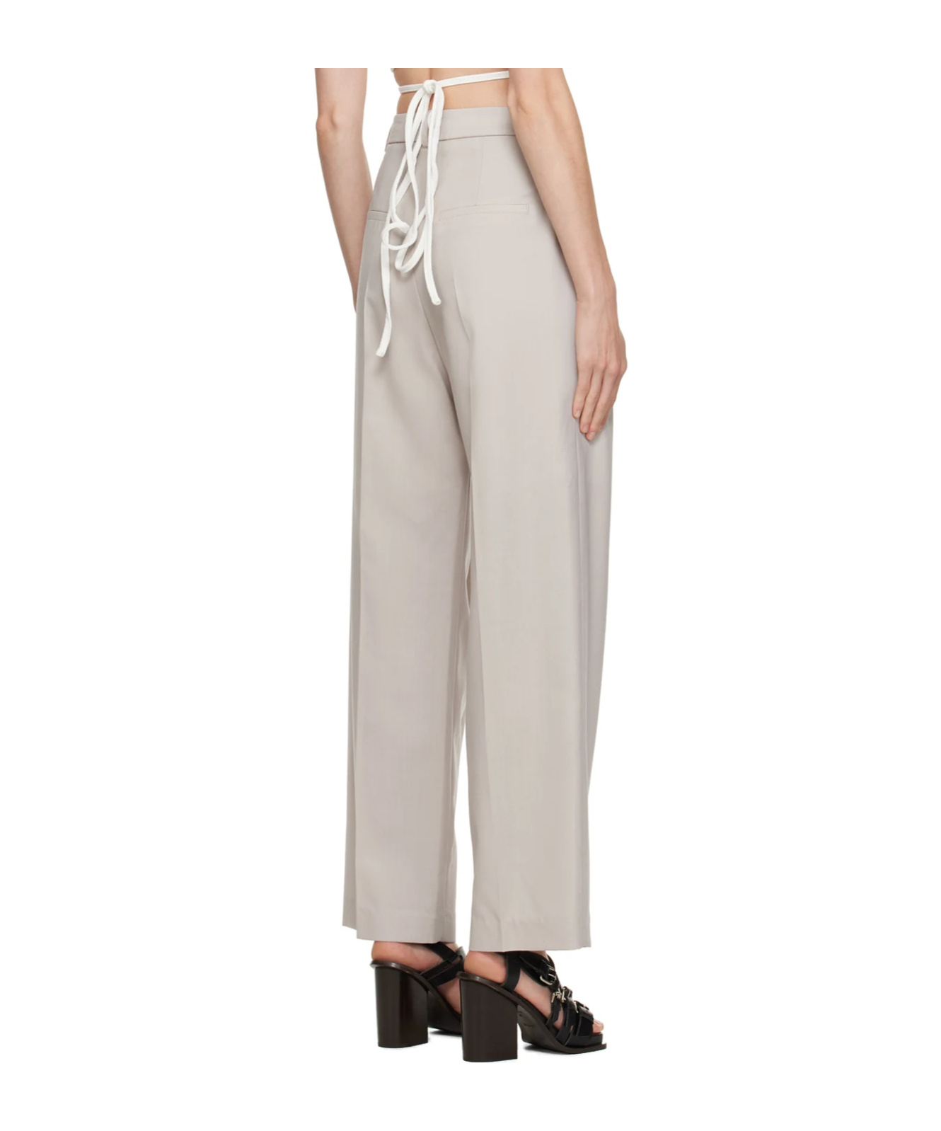 Low Classic Belt Loop Deep Pleated Casual Pants In Nude