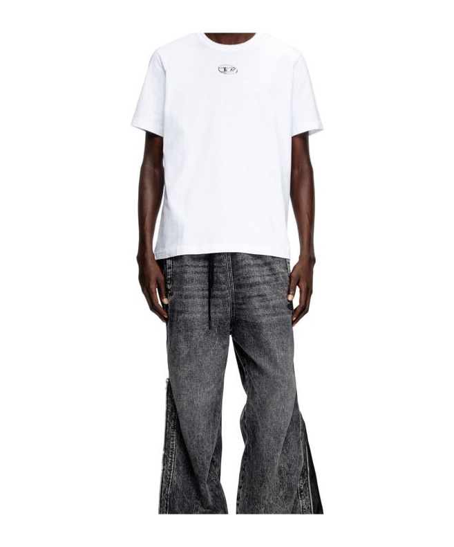 Diesel Mens  T-adjust-bigoval Brand-embossed Cotton-jersey T-shirt In White