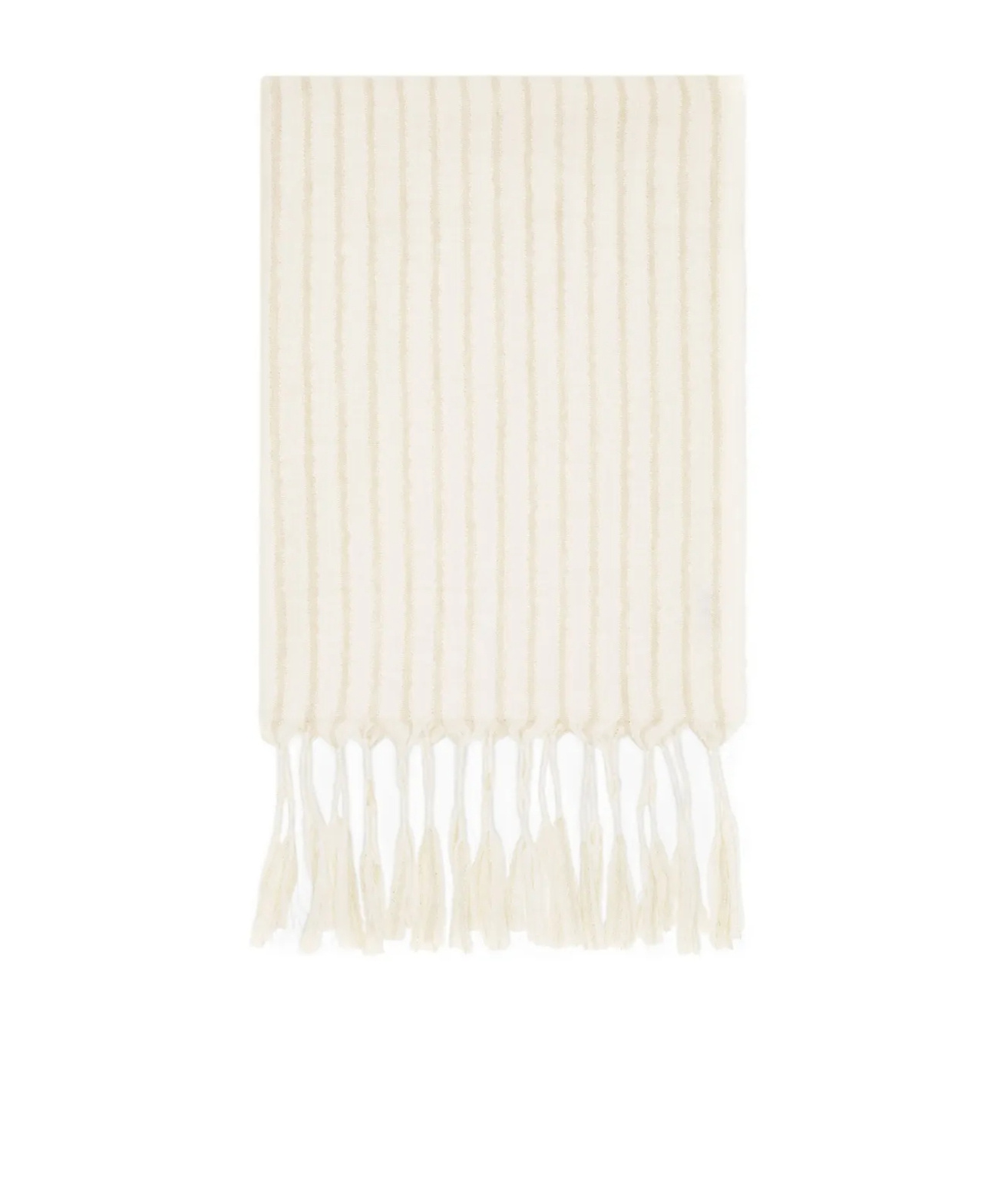 Brunello Cucinelli Striped Scarf With Pompoms In White