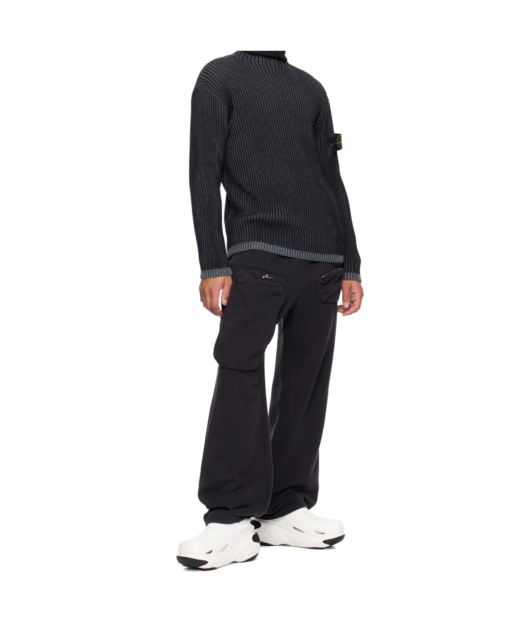 Crocs White & Black Bubble Crush Slip-on Loafers In White