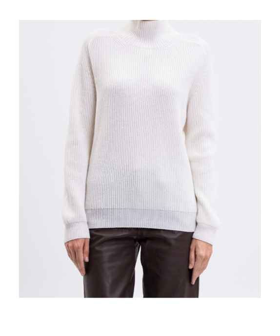 Dondup Ribbed Turtleneck Sweater In White