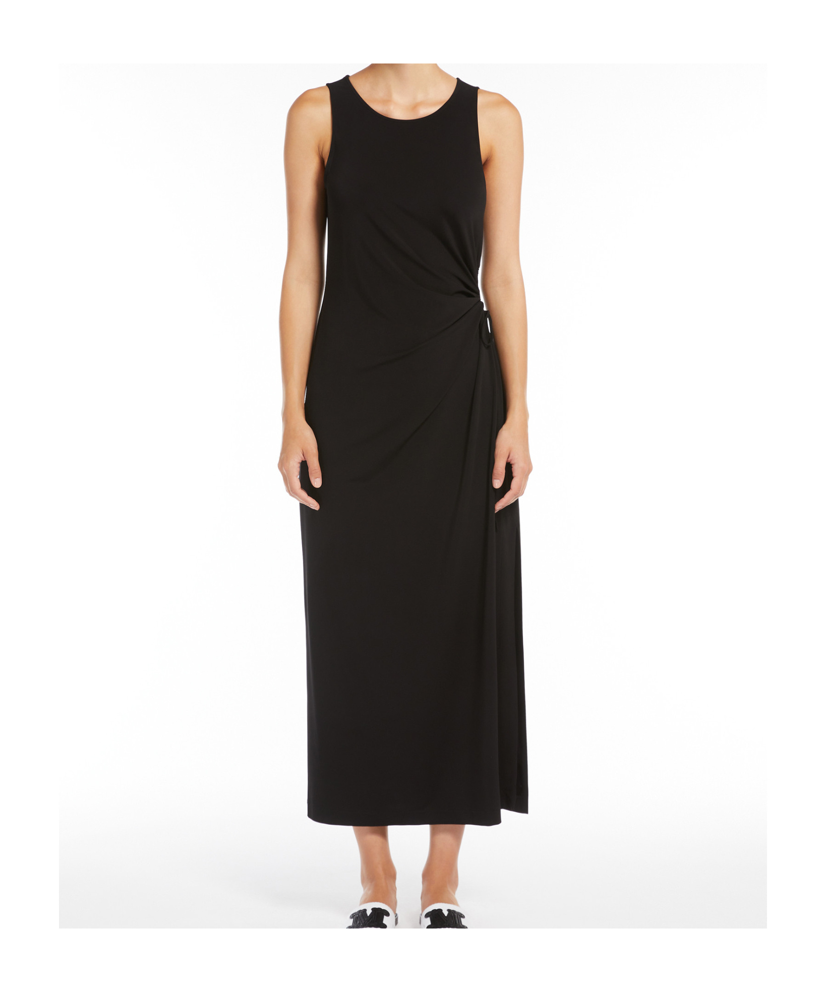 Max Mara Draped Back Sleeveless Dress In Black