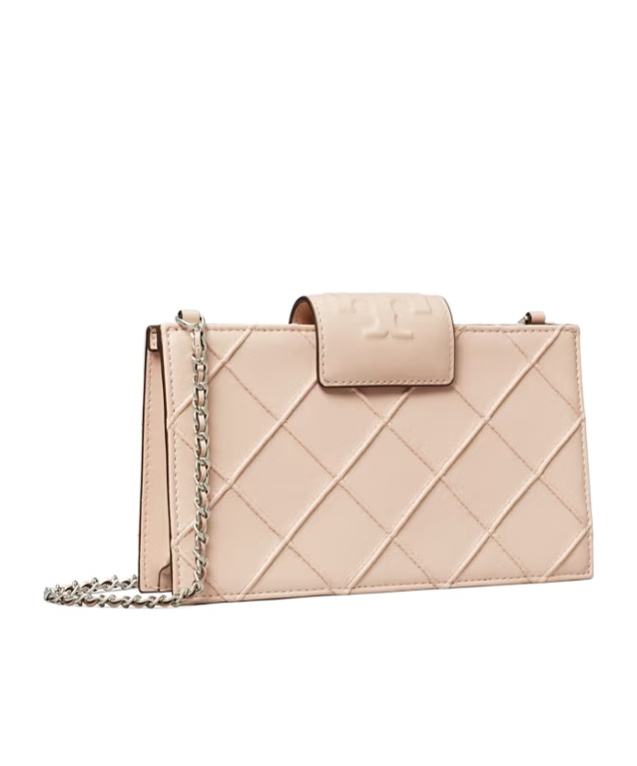 Tory Burch Mini Fleming Soft Quilted Leather Wallet On A Chain