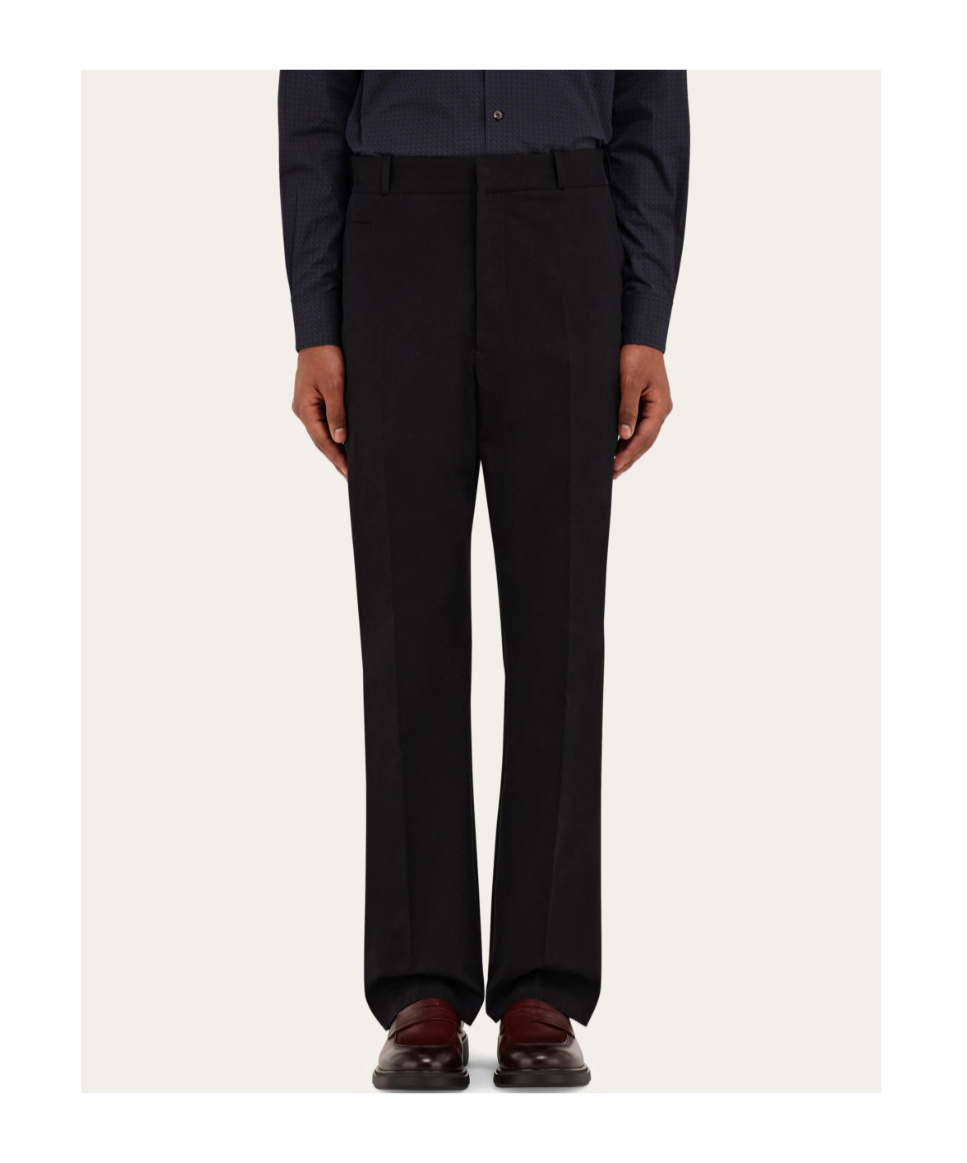Ferragamo Cotton Canvas Pants In Black