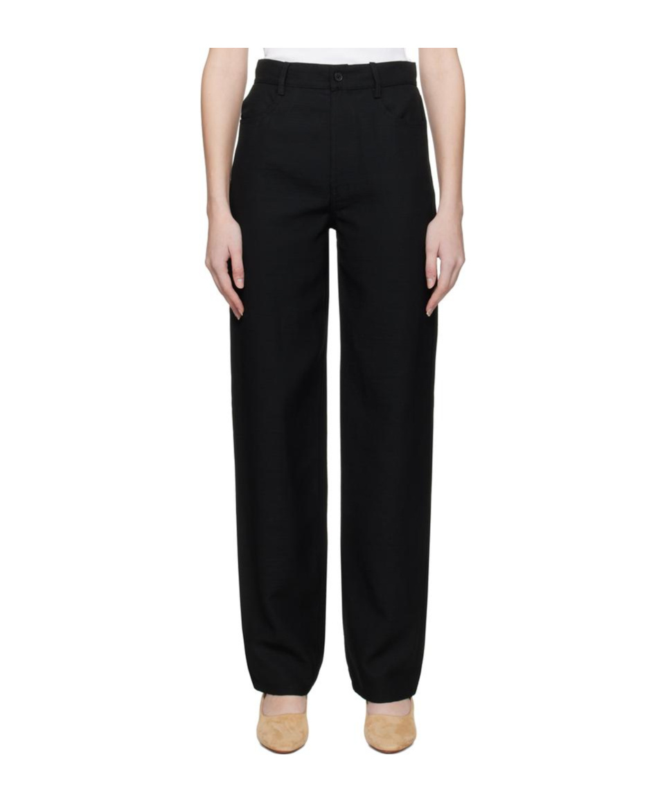 Loulou Studio Mid-rise Baggy Straight-leg Trousers In Black