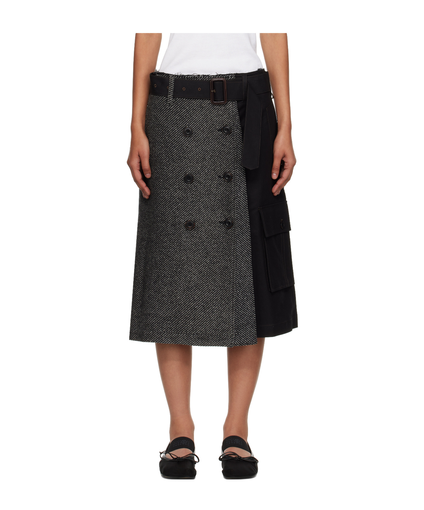 Andersson Bell Whitney Trench Pleated Midi Skirt In Black