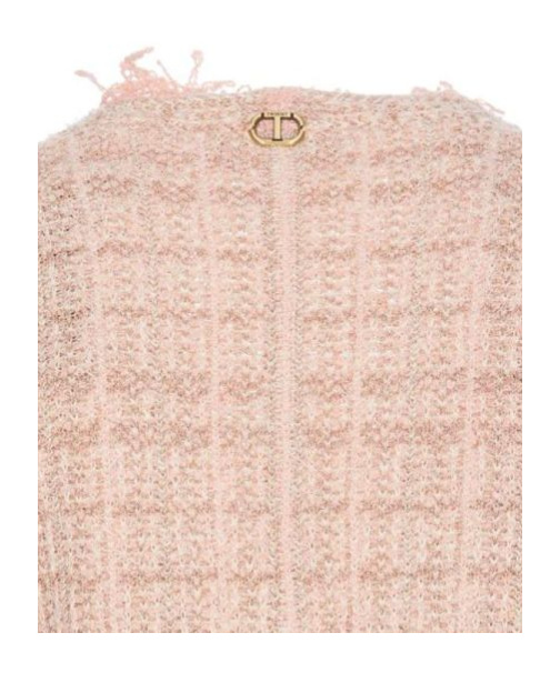Twinset Jacquard Lurex Knit Jacket In Nude