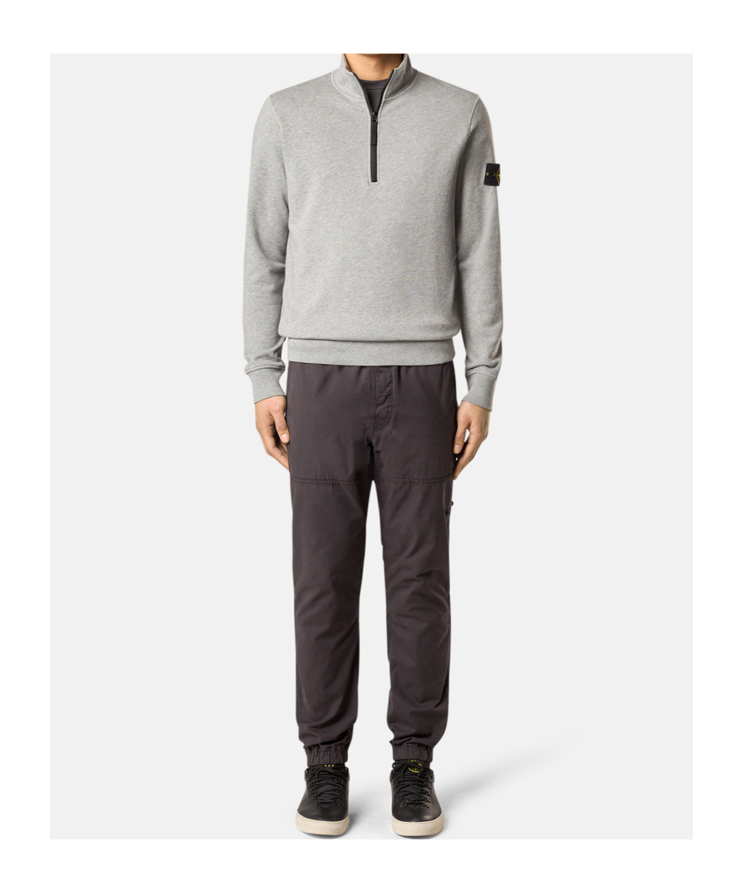 Stone Island Half-zip Sweatshirt With Patch Pockets In Dust And Gray Mixed Color