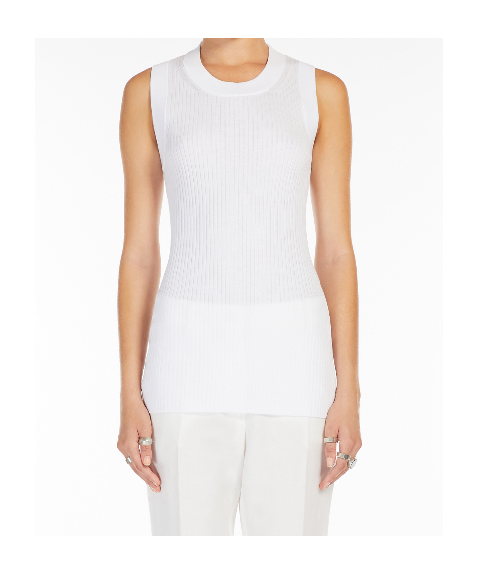 Sportmax Fine Rib Cotton Vest In White