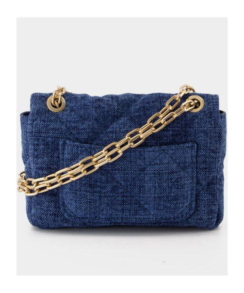 Vanessa Bruno Nano Moon Quilted Chain Shoulder Bag In Blue