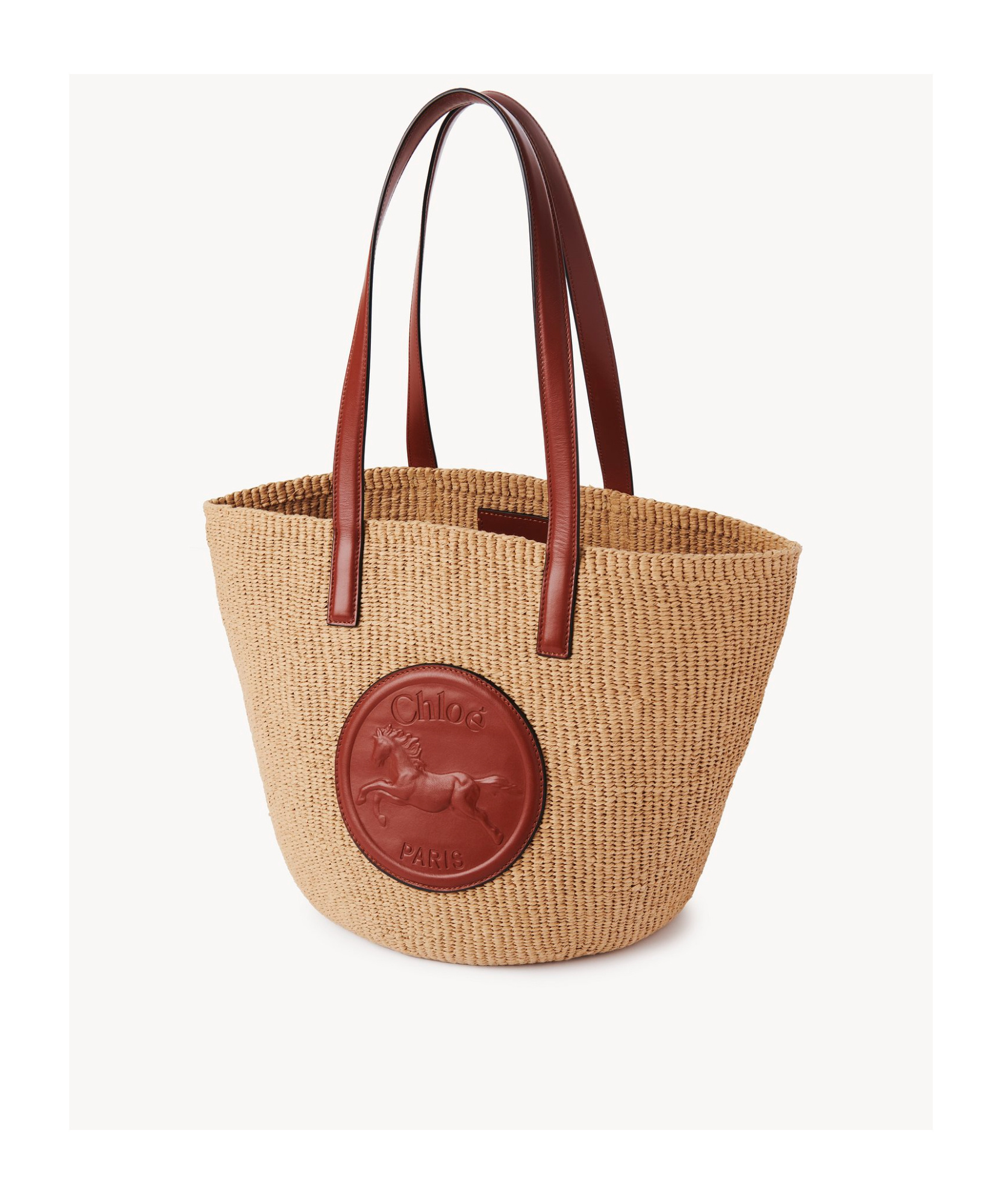 Chloé Beige Horse Medal Large Basket Bag In Nude