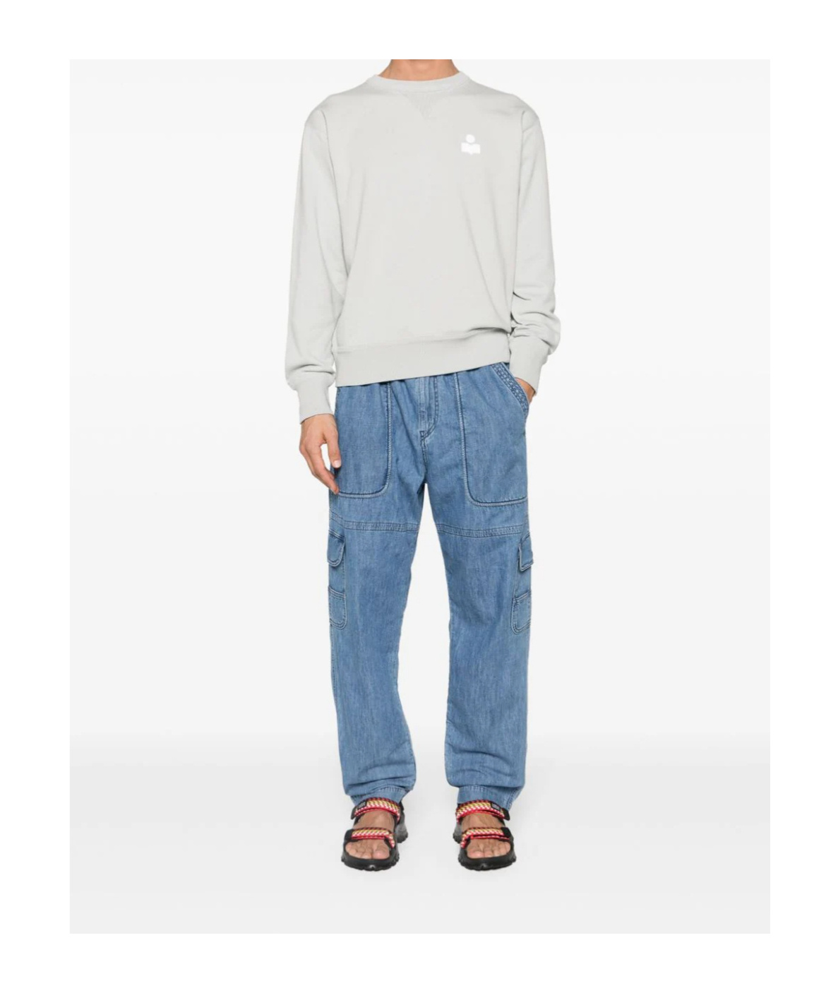 Isabel Marant Mike Flocked-logo Sweatshirt In White