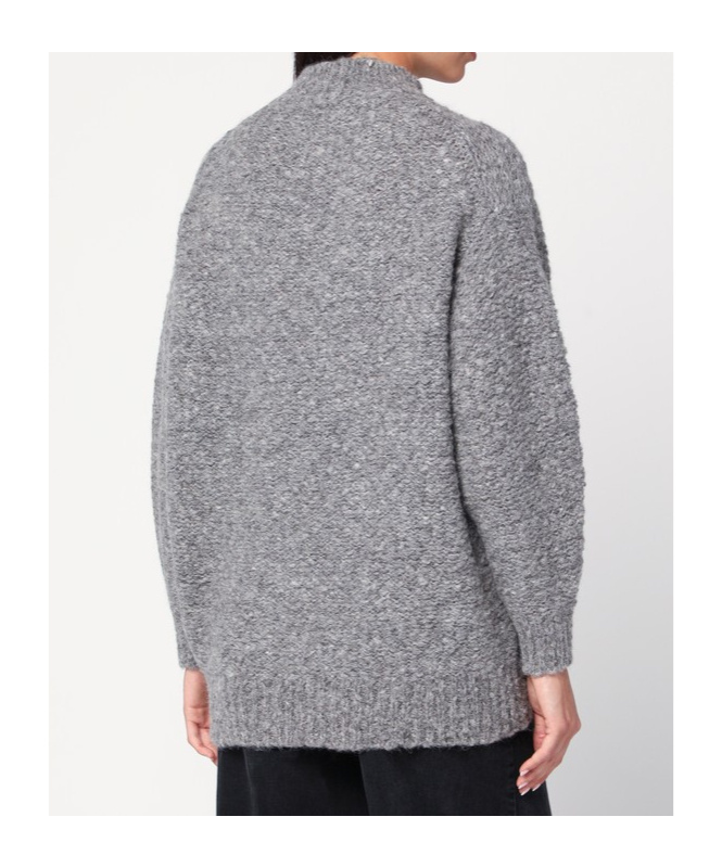 Isabel Marant Alpaca Blend Sweater Asymmetric Hem In Gray