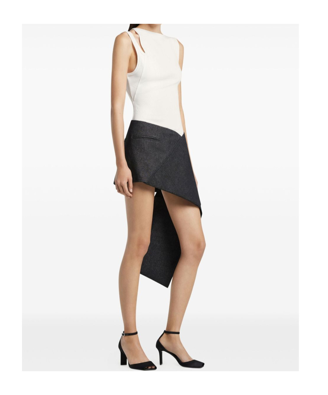 Courrèges Oblique 90`s Rib Top Clothing In White