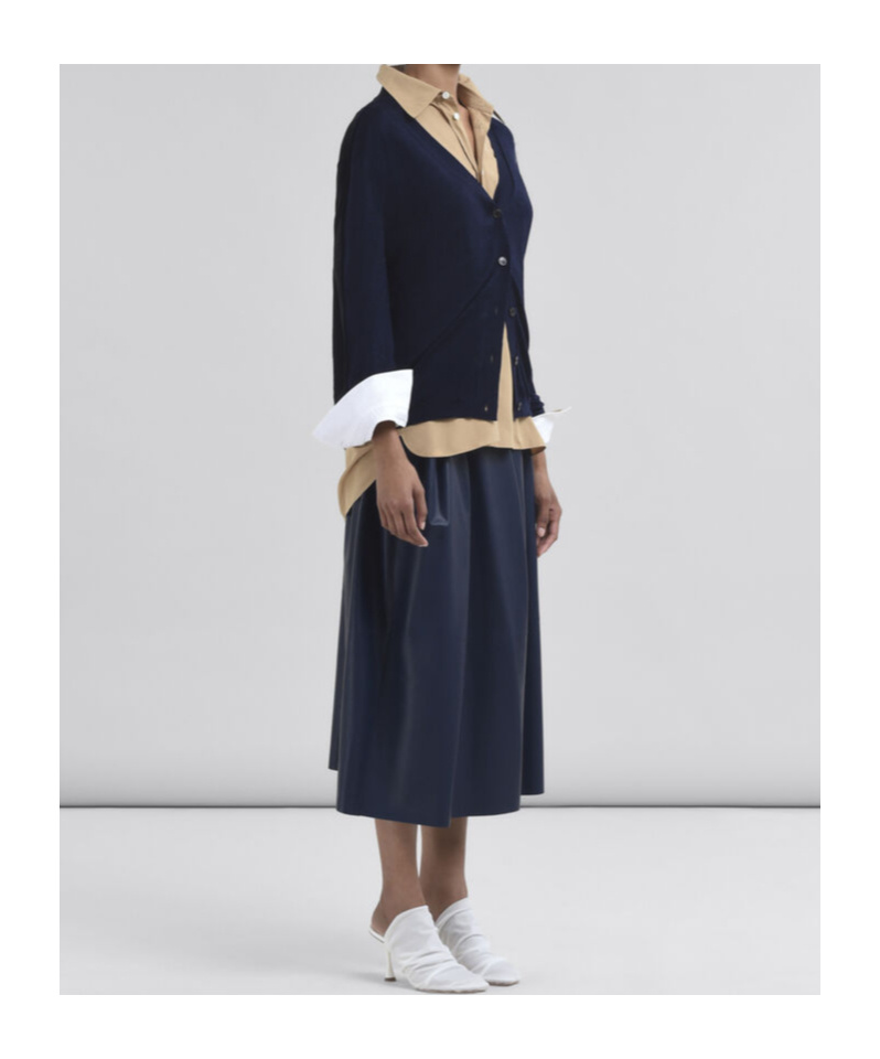 Marni Blue Silk And Wool Blend Cardigan With Contrasting Back Panel In Black