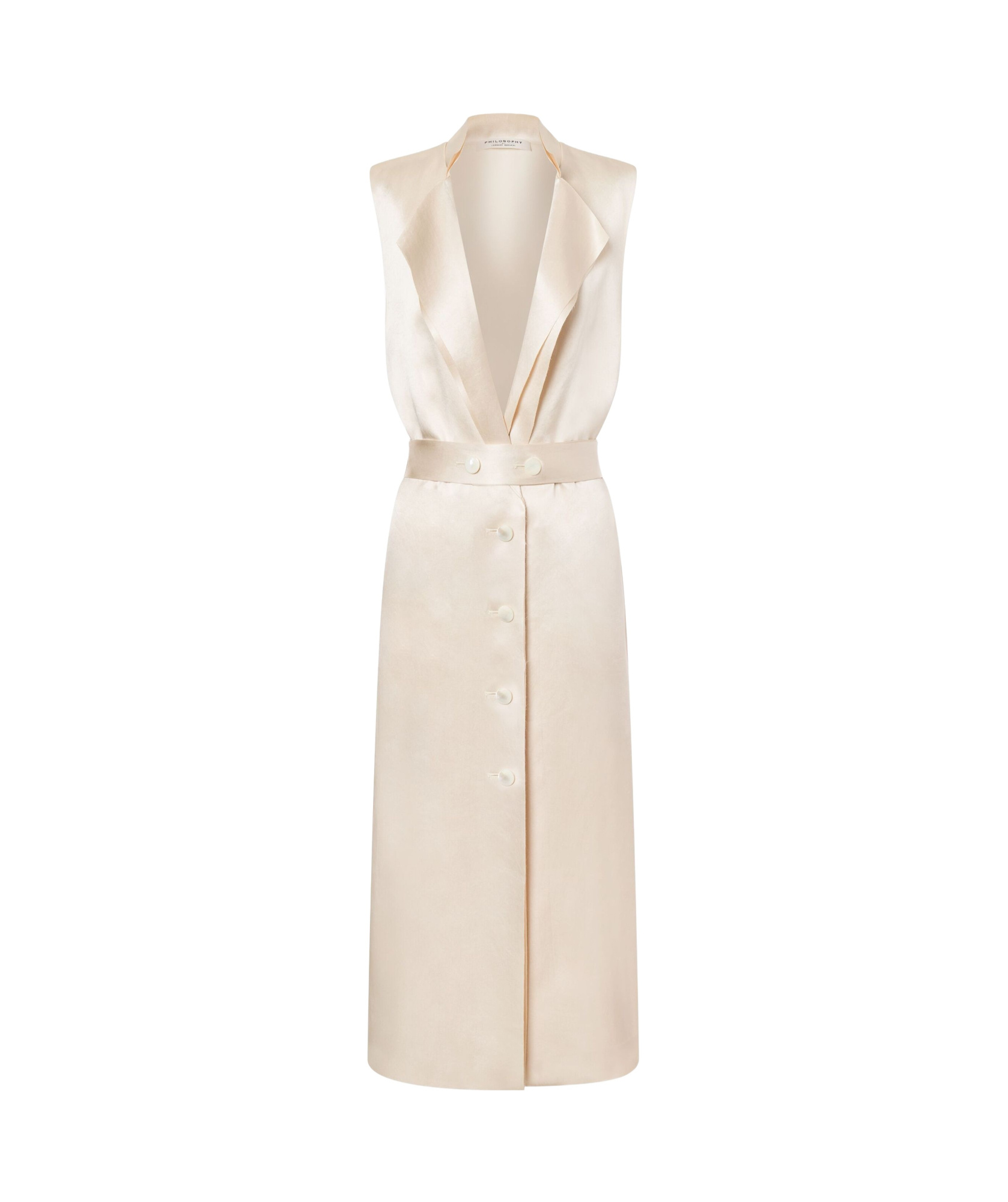 Philosophy Di Lorenzo Serafini Abito Midi Con Bottoni Beige In Nude