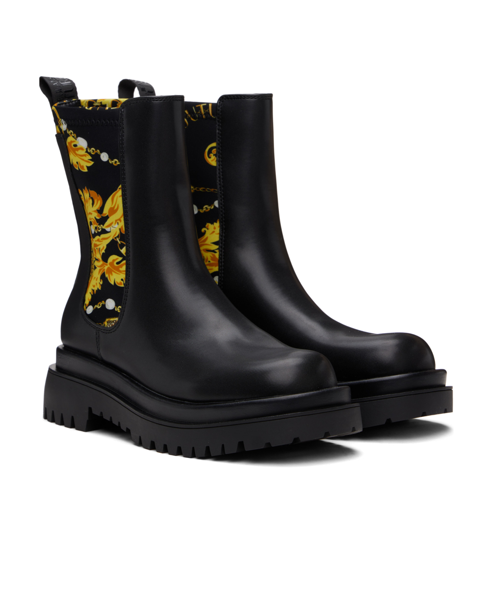 Versace Jeans Round-head Short Boots In Black