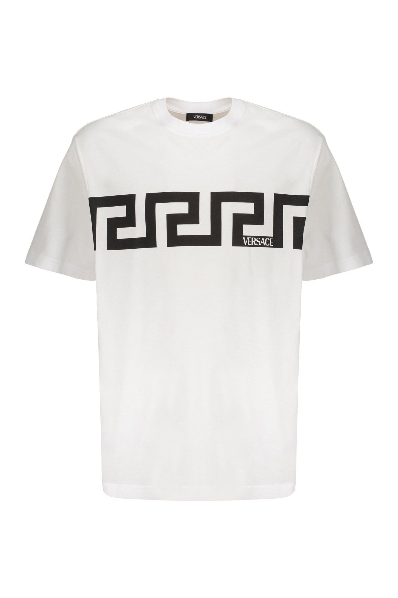Versace Short Sleeve Cotton Polo Shirt In White