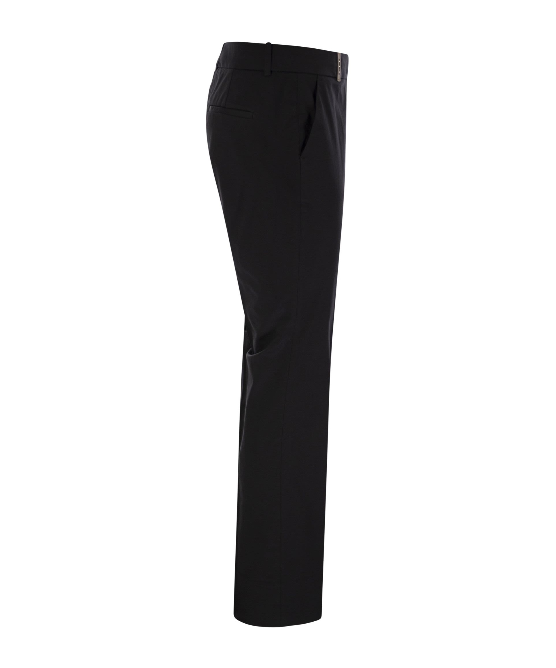 Peserico Women Stretch Cotton Trousers In Black