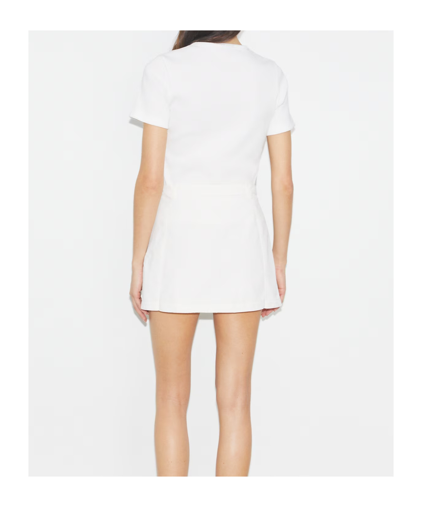 Tory Burch Cotton Rib Logo Tee In White
