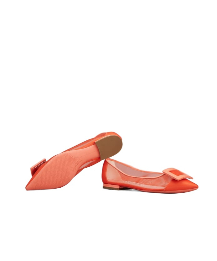 Roger Vivier Gommettine Ballerinas In Mesh Fabric In Pink