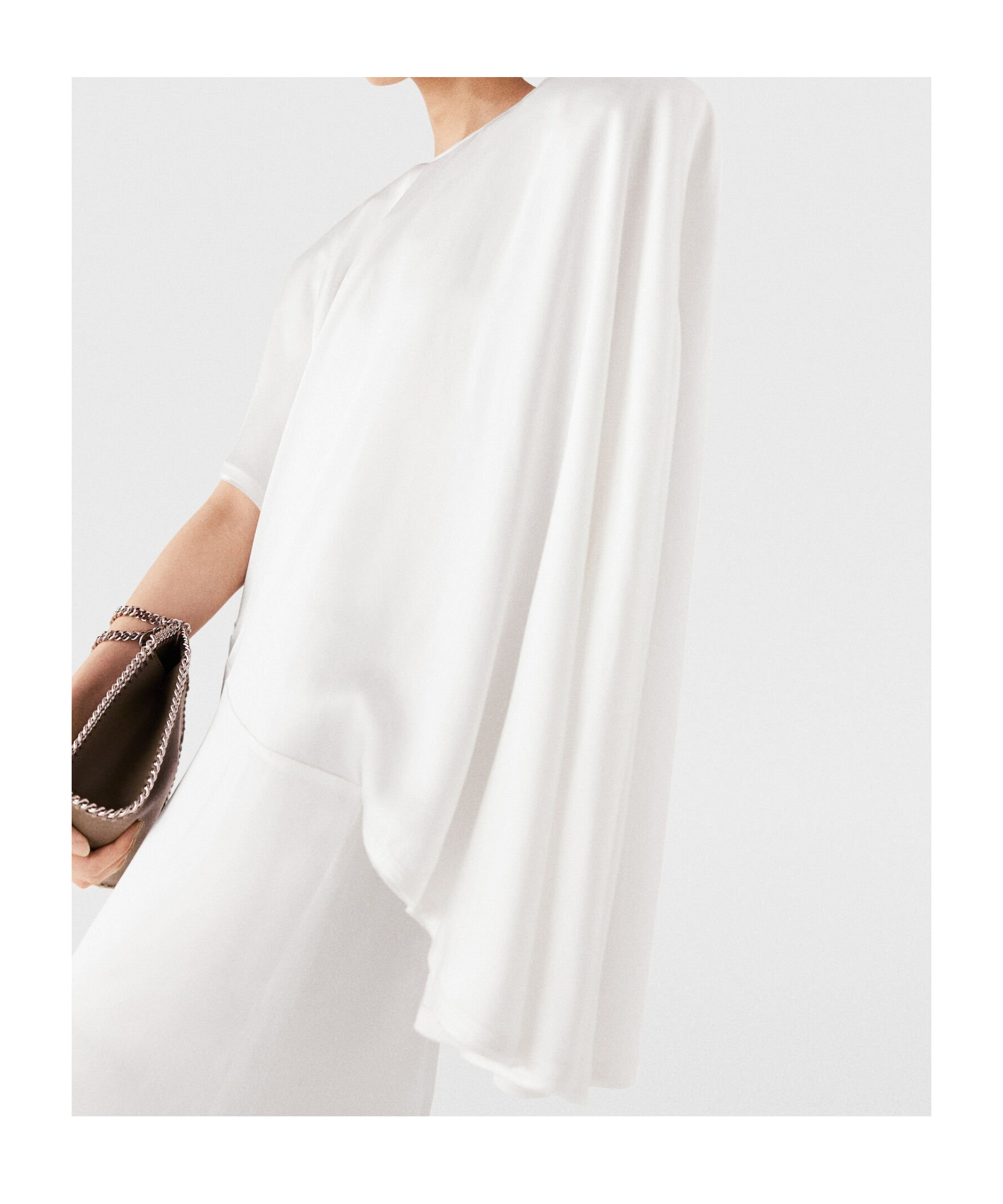 Stella Mccartney Draped Midi Dress Ruched Detail In White