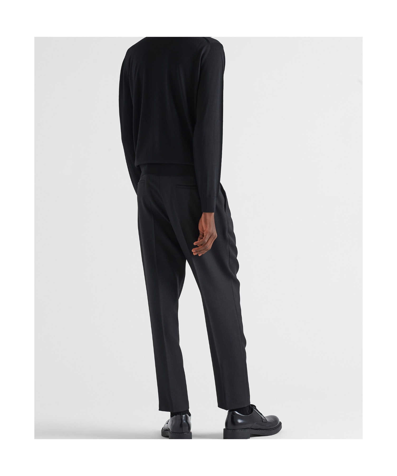 Prada Knitted Crew Neck Sweater In Black
