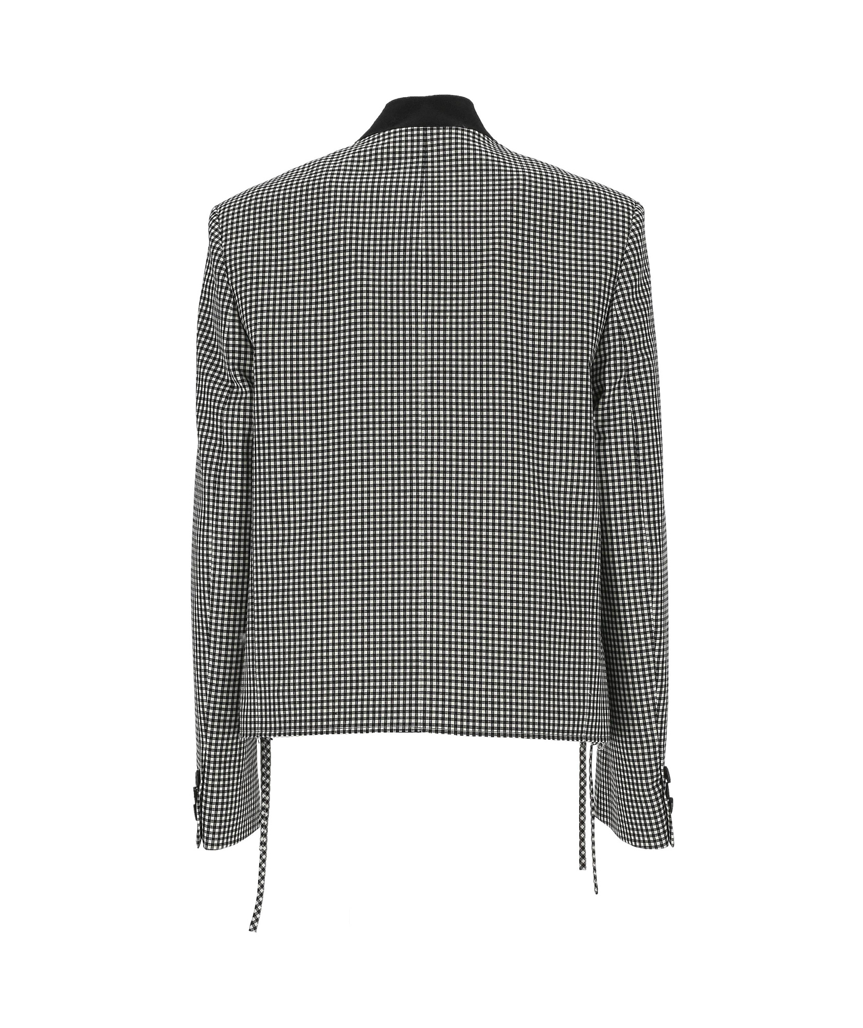 Marni Checked Straight Fit Cropped Wool Jacket In Gray