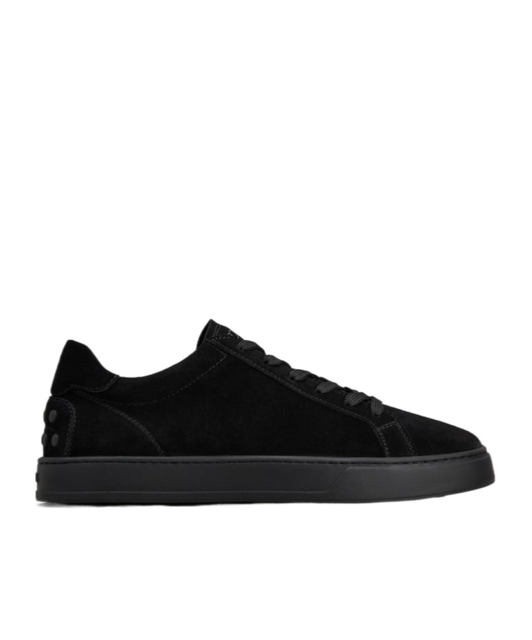 Tod's Low Top Suede Sneakers With Round Toe In Black