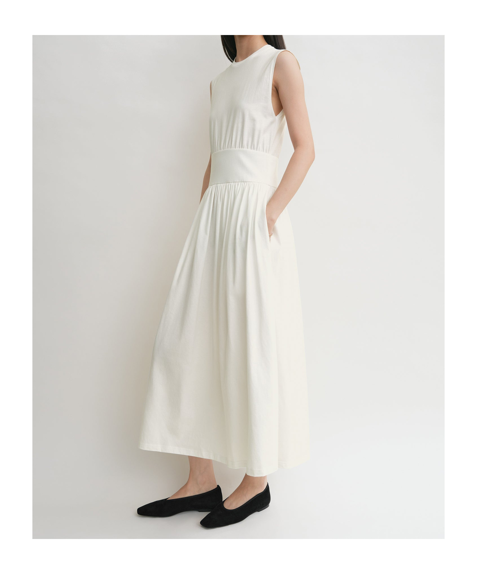 Totême Toteme Long Sleeveless Cotton Dress In Multi