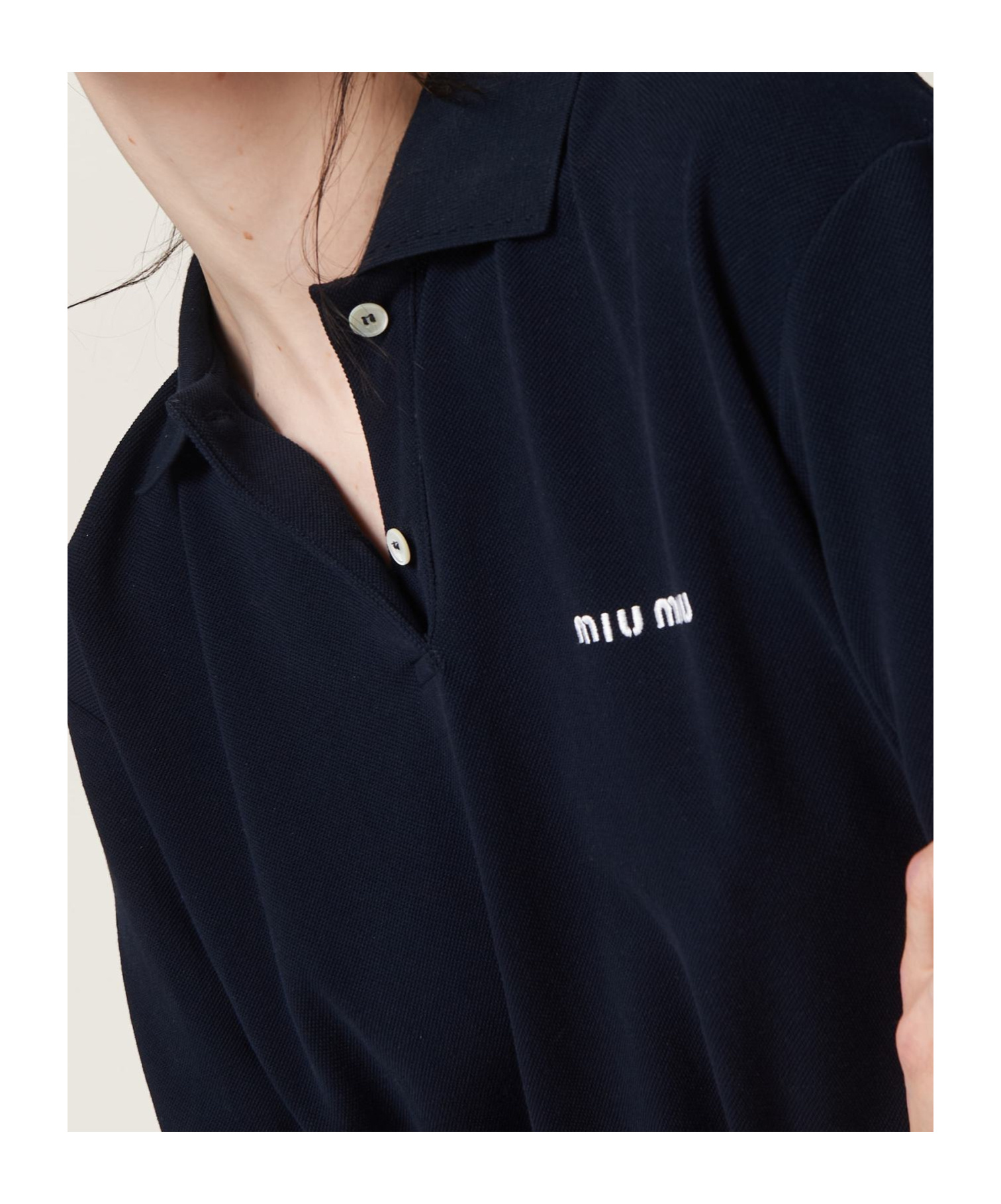 Miu Miu Cotton Piqué Polo Shirt In Blue