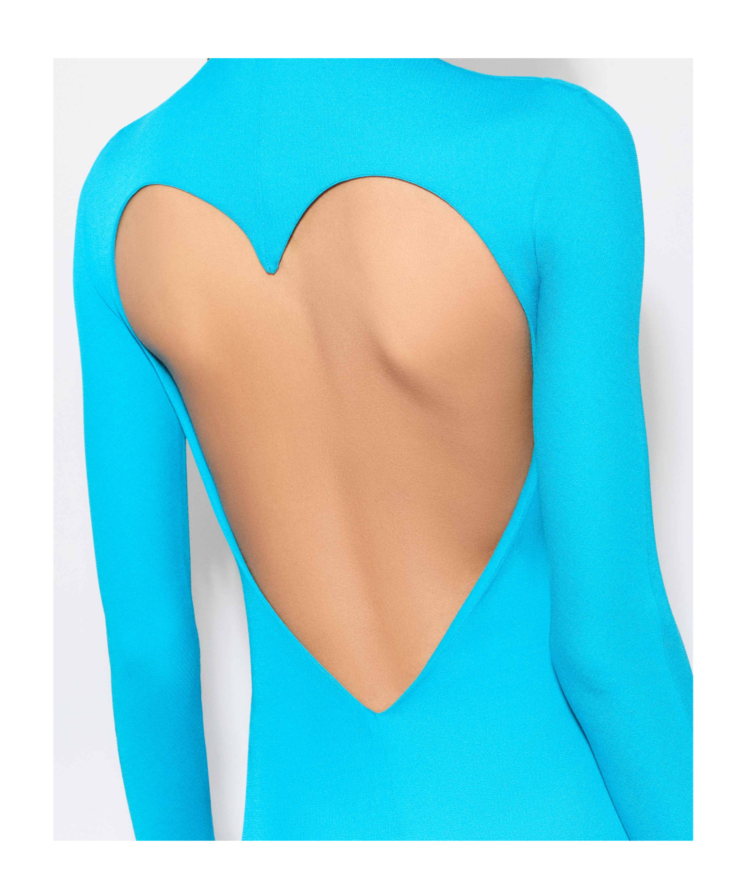 Alaïa Heart Cutout Turtleneck Long-sleeve Maxi Dress In Blue