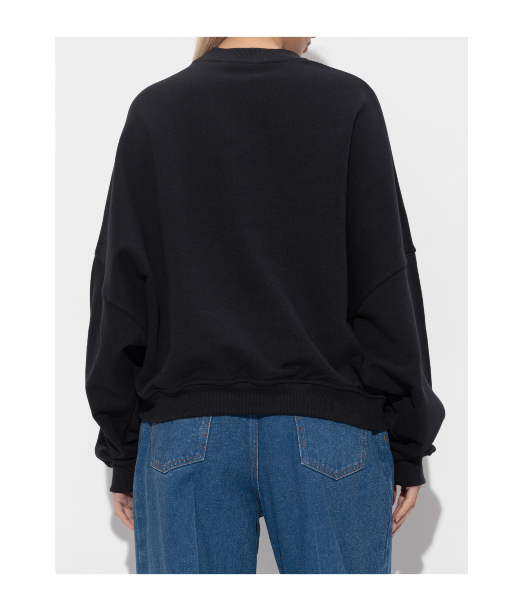 Marni Relaxed Fit Black Sweatshirt With Textured Logo In Black